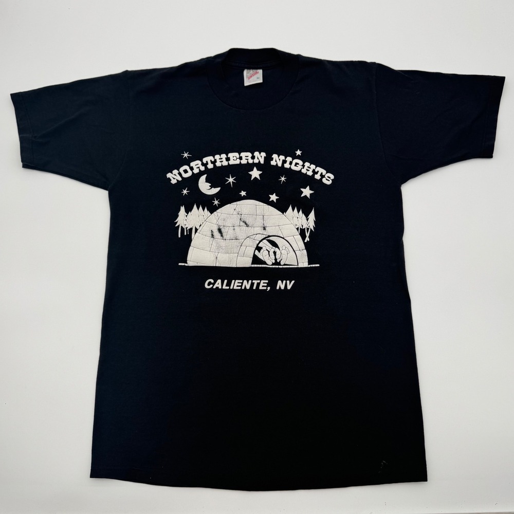 Vintage Jerzees Northern Nights Caliente NV T-Shirt Black Medium Humor Funny USA
